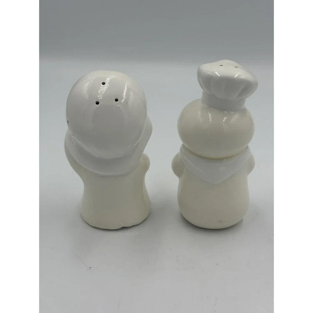 1988 Pillsbury Doughboy & Poppie Fresh Ceramic Salt & Pepper Shakers Set